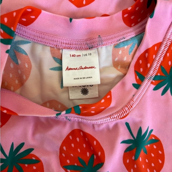 Hannah Anderson girls strawberry rash guard long sleeve swim top size 10 - Picture 3 of 6